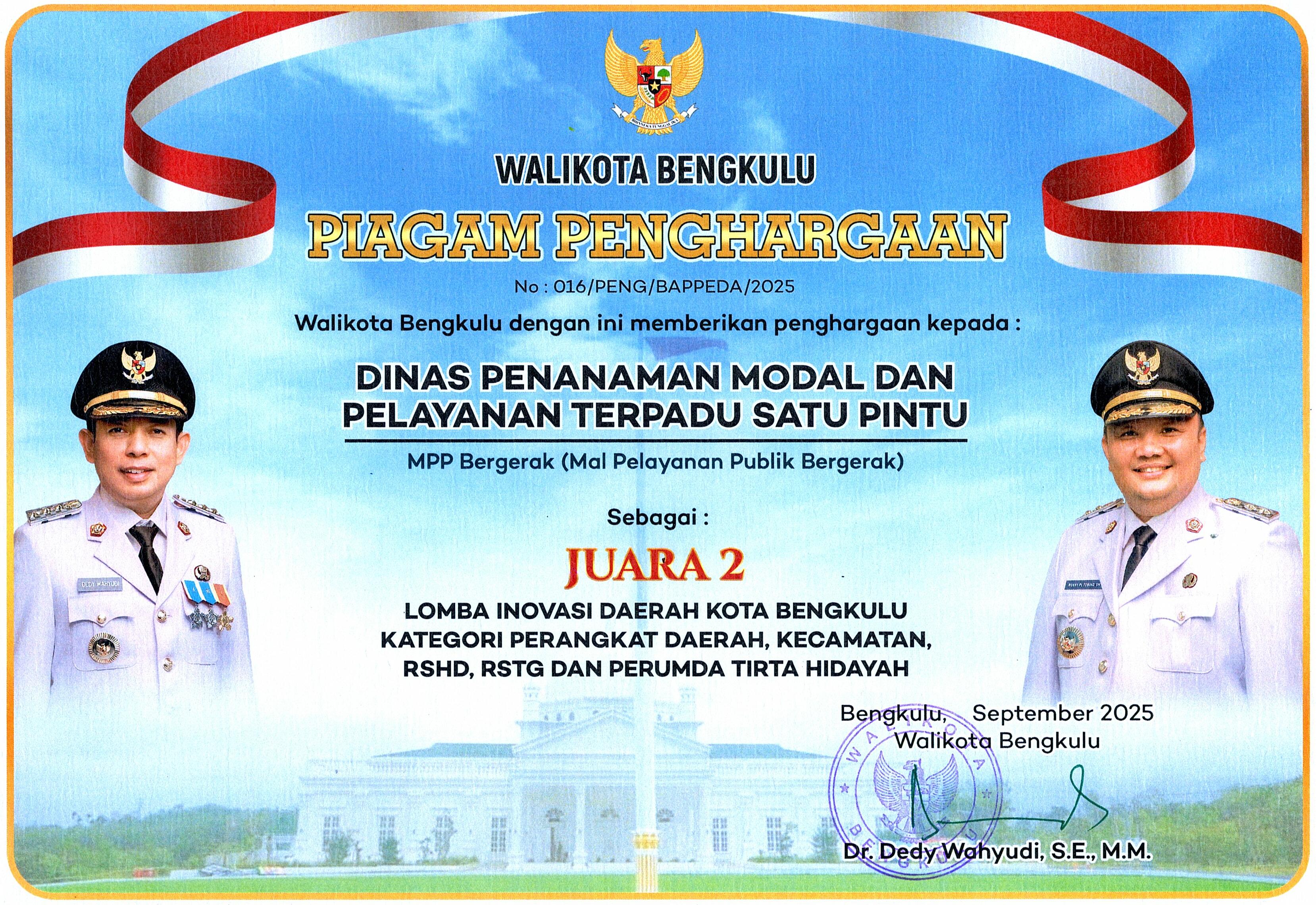 Piagam Penghargaan Inovasi